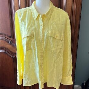 NWOT Sundance Yellow Linen Blouse, XL